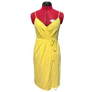BCBGeneration Spaghetti Strap Wrap Dress in Bright Yellow XXS/XS Cocktail Party